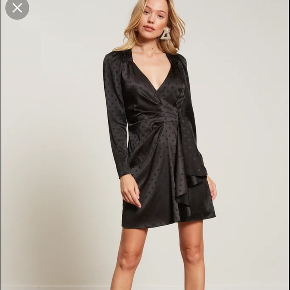 Lucy in Paris: L never worn black silk polka dot dress, v-neck, zipper back - Picture 1 of 5